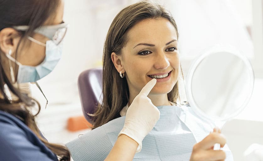 Woman at a dental implant appointment